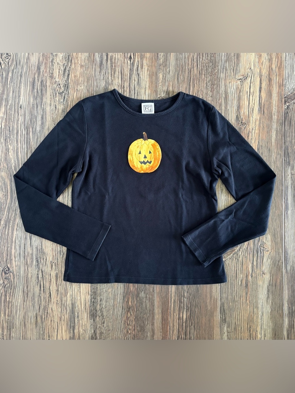 Field Gear L/S Halloween Shirt Womens Small Black Jack-o’-Lantern Spooky Season